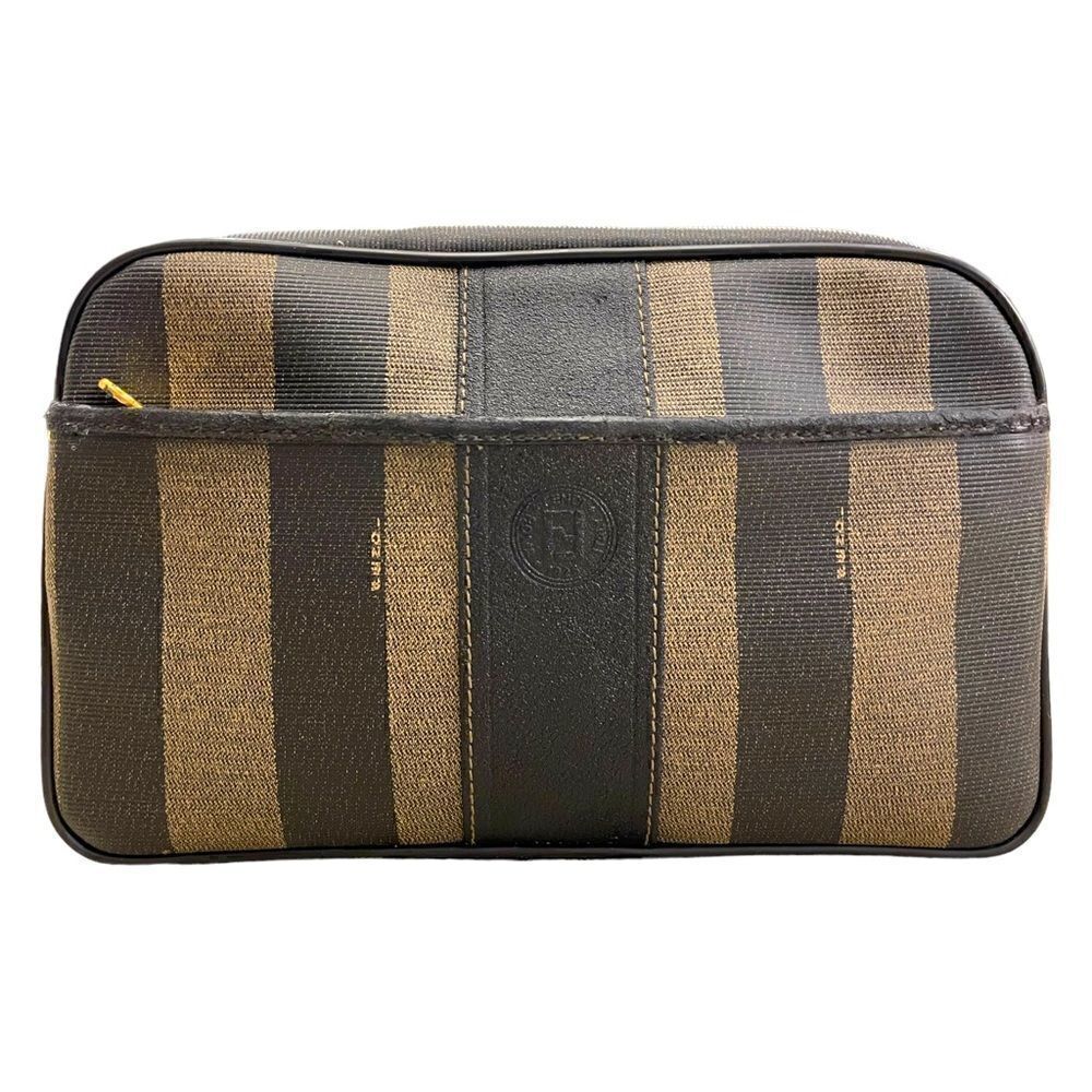 Vintage FENDI PQUIN STRIPED Clutch/Cosmetics Case